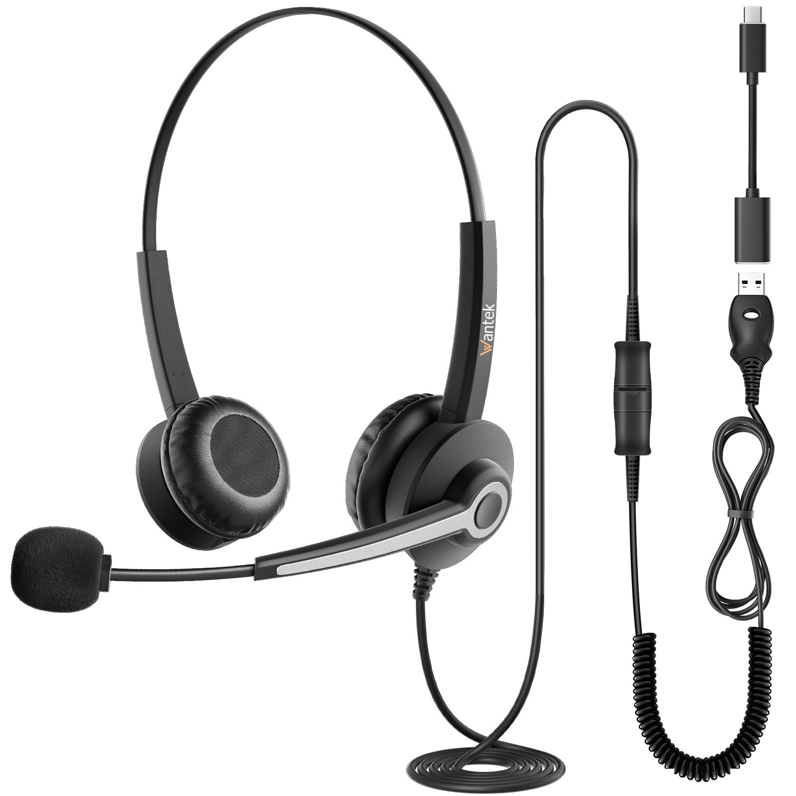 Amazon.co.jp: Wantek ヘッドセット USB Type-C 両耳 ヘッドホン 有線